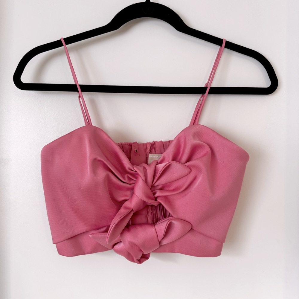 Keepsake Silk Bralette Top with Bows 🎀 Barbie Pink